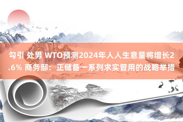 勾引 处男 WTO预测2024年人人生意量将增长2.6% 商务部：正储备一系列求实管用的战略举措