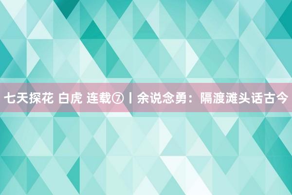 七天探花 白虎 连载⑦丨余说念勇：隔渡滩头话古今