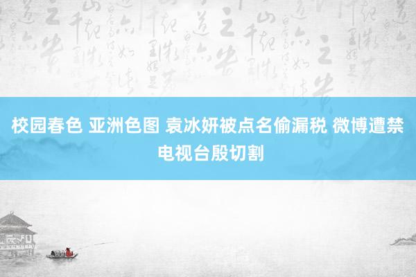 校园春色 亚洲色图 袁冰妍被点名偷漏税 微博遭禁 电视台殷切割